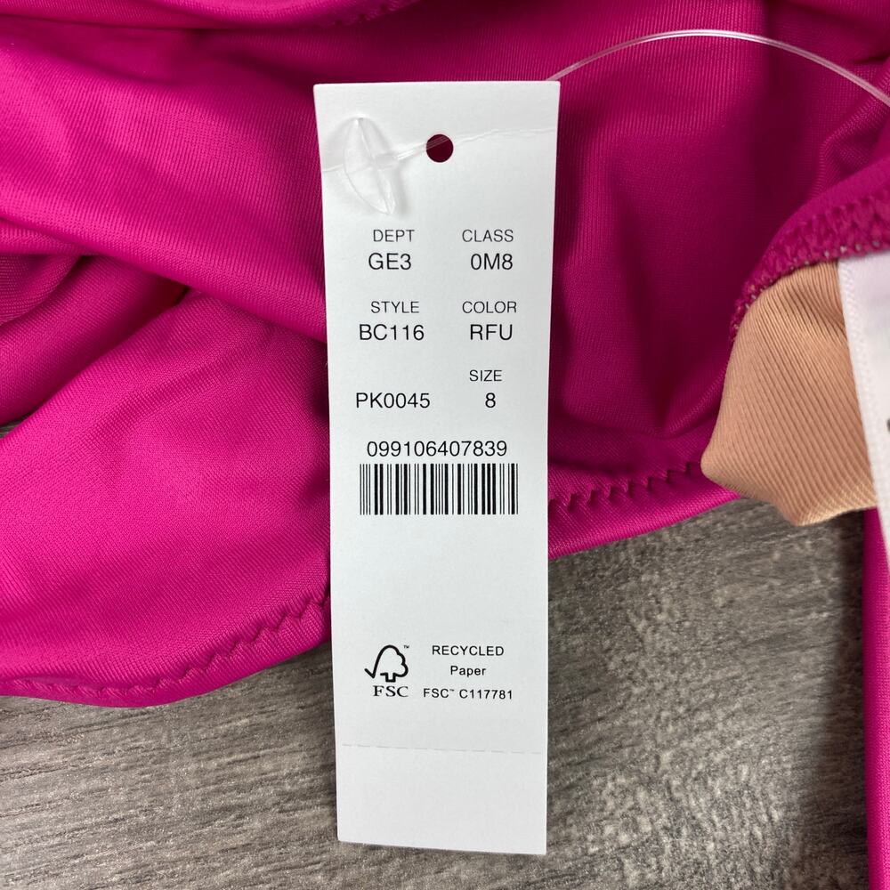 J.Crew Magenta Orchid Ruched V Neck One Piece Swimsuit Sz.8 NWT - Picture 8 of 11